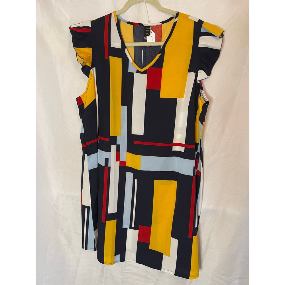 SHEIN Curve Women's Workwear Office Business Dress Geometric Print Size 2XL